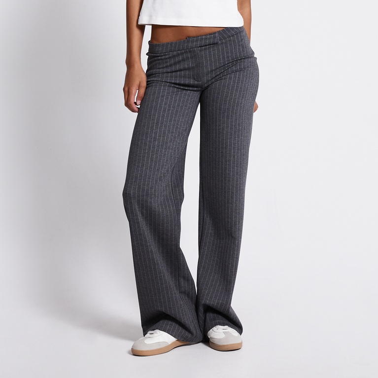 Low waist wide dress pants "Estrid" Dk Grey melange